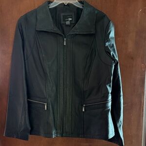 East 5th Black Leather Zip-Front Jacket